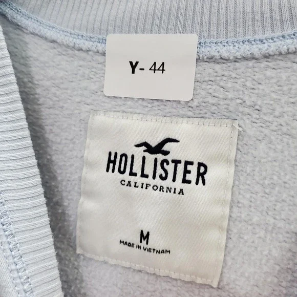 Hollister Women‎ Sweater Medium Blue Logo Embroidered Long Sleeve Crew Neck - Picture 4 of 10